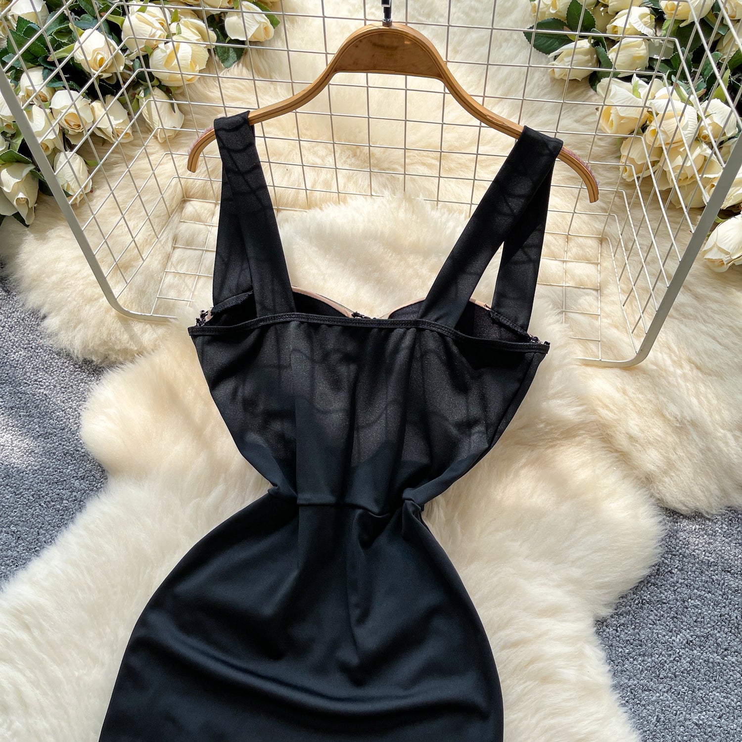 Vestido Longo Justo Alça Larga Tule Drapeado Daniela