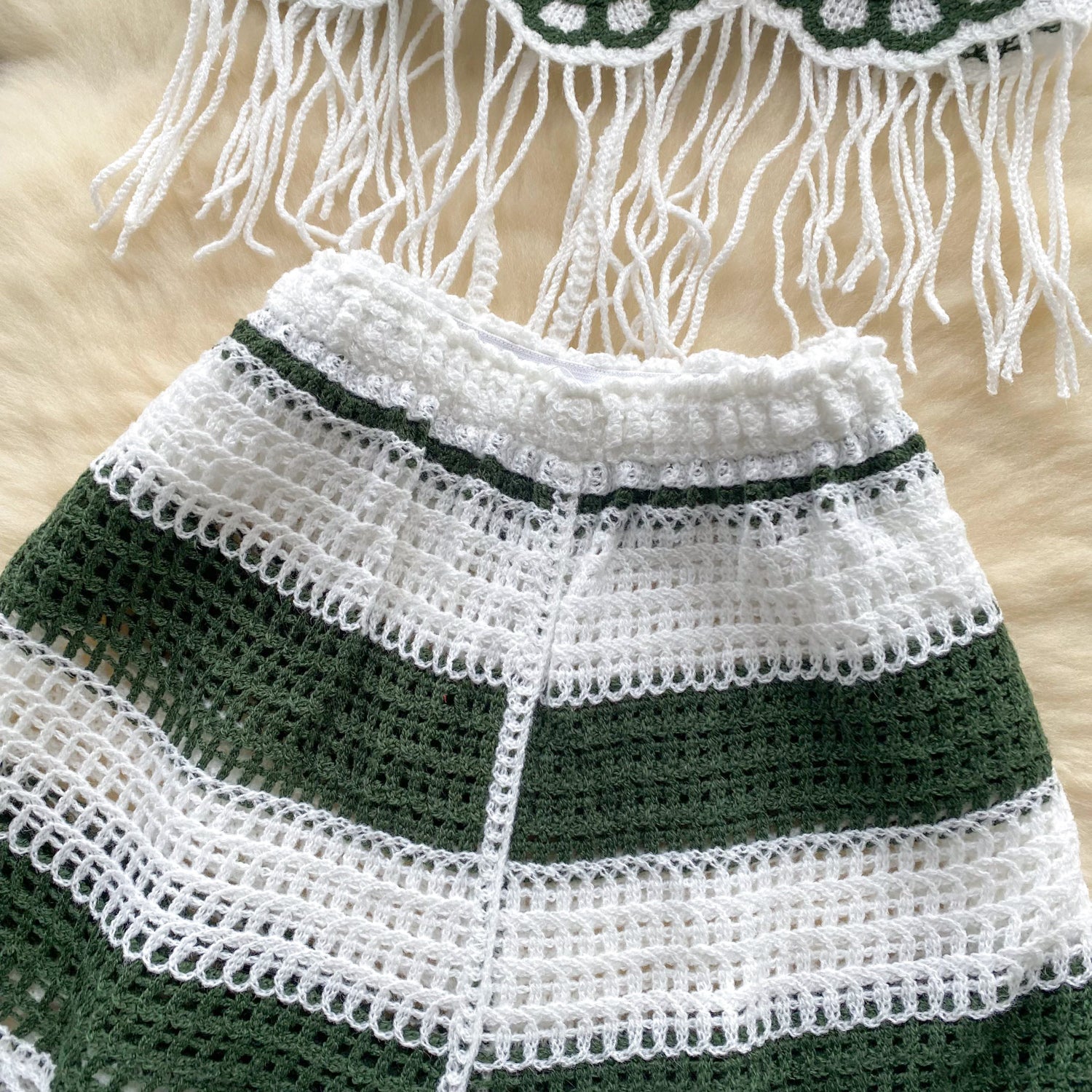 Conjunto Cropped com Franjas Short Tricot Bianca