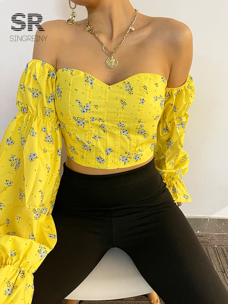 Cropped Manga Longa Ombro Exposto Aurora