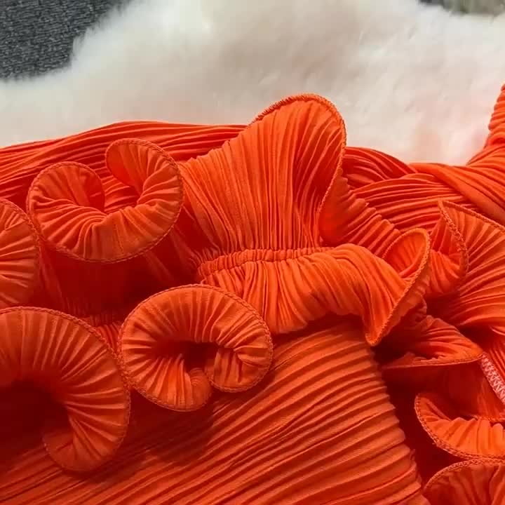 Vestido Longo Sem Manga Babado Decote Redondo Valentina