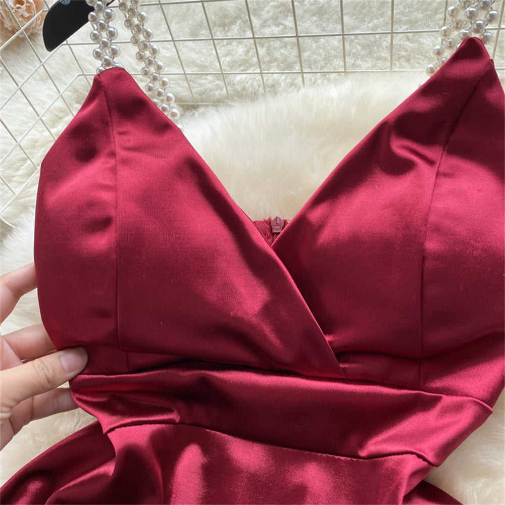 Vestido Curto Decote V Alça Fina Fluido Valéria