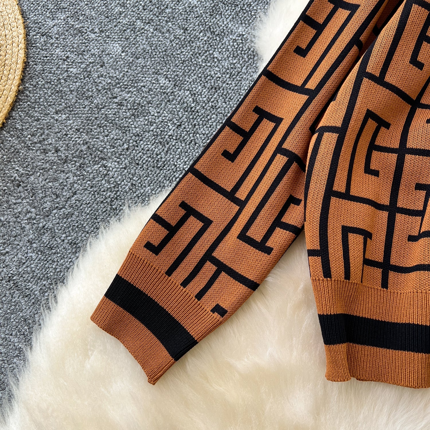 Conjunto Cardigã Geométrico Manga Longa Calça Helena