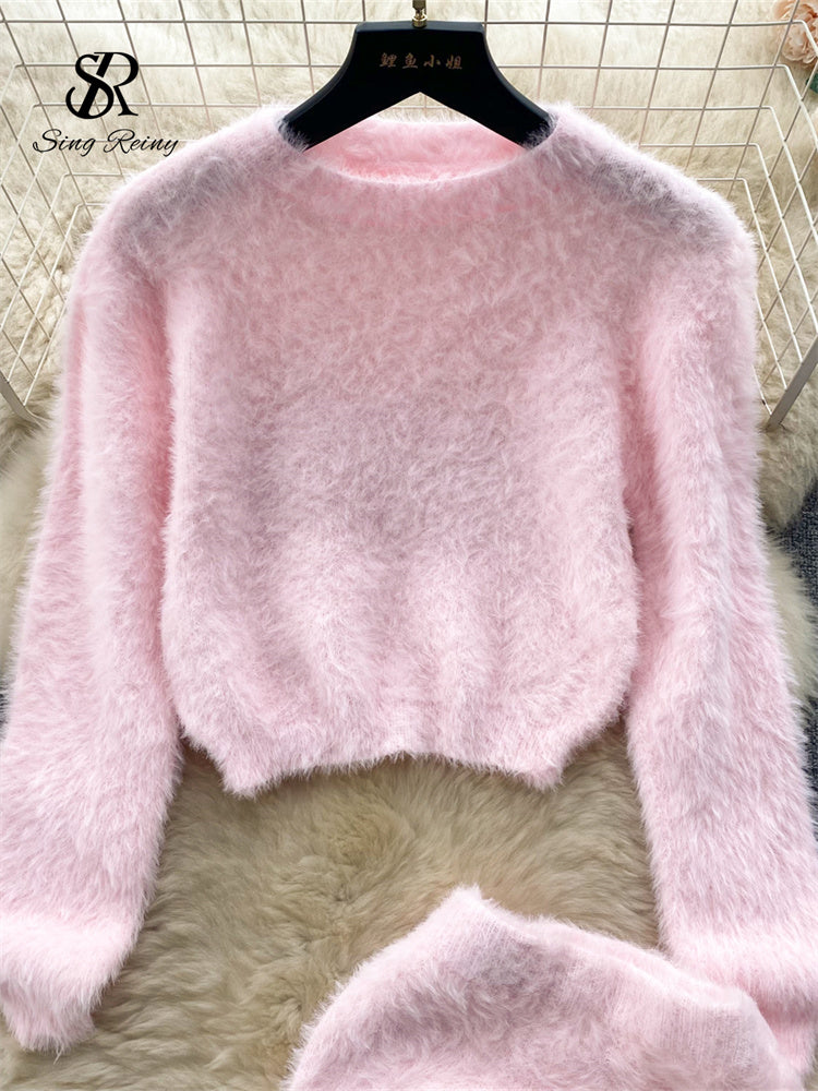 Conjunto Manga Longa Saia Curta Bianca