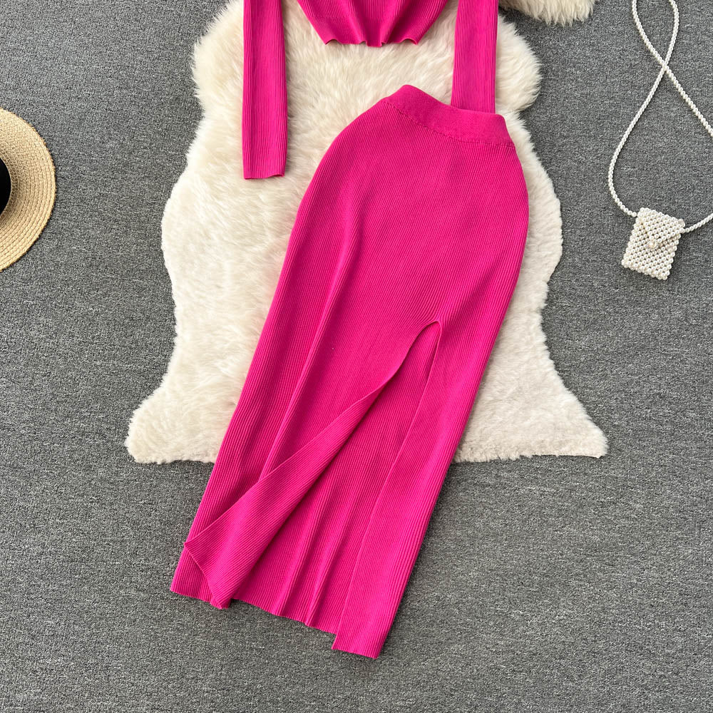 Conjunto Cropped Manga Longa Saia Longa Sofia