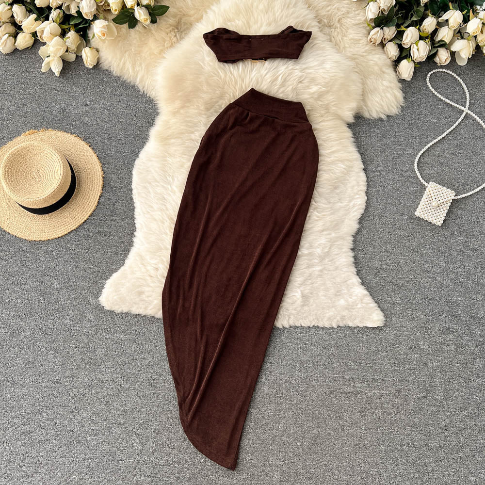 Conjunto Top Tomara Que Caia Saia Longa Serena