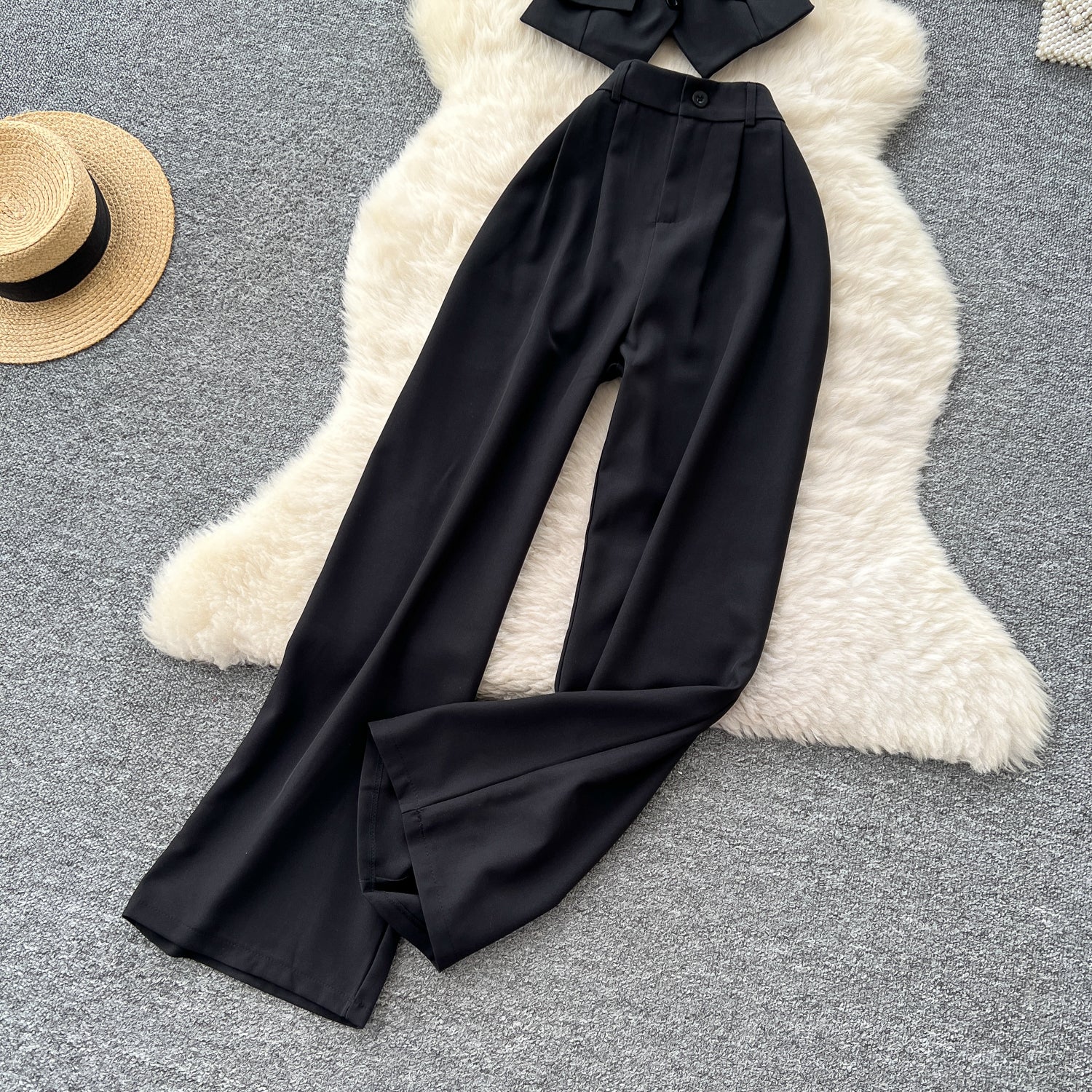 Conjunto Top Estruturado Alça Fina Calça Longa Bianca