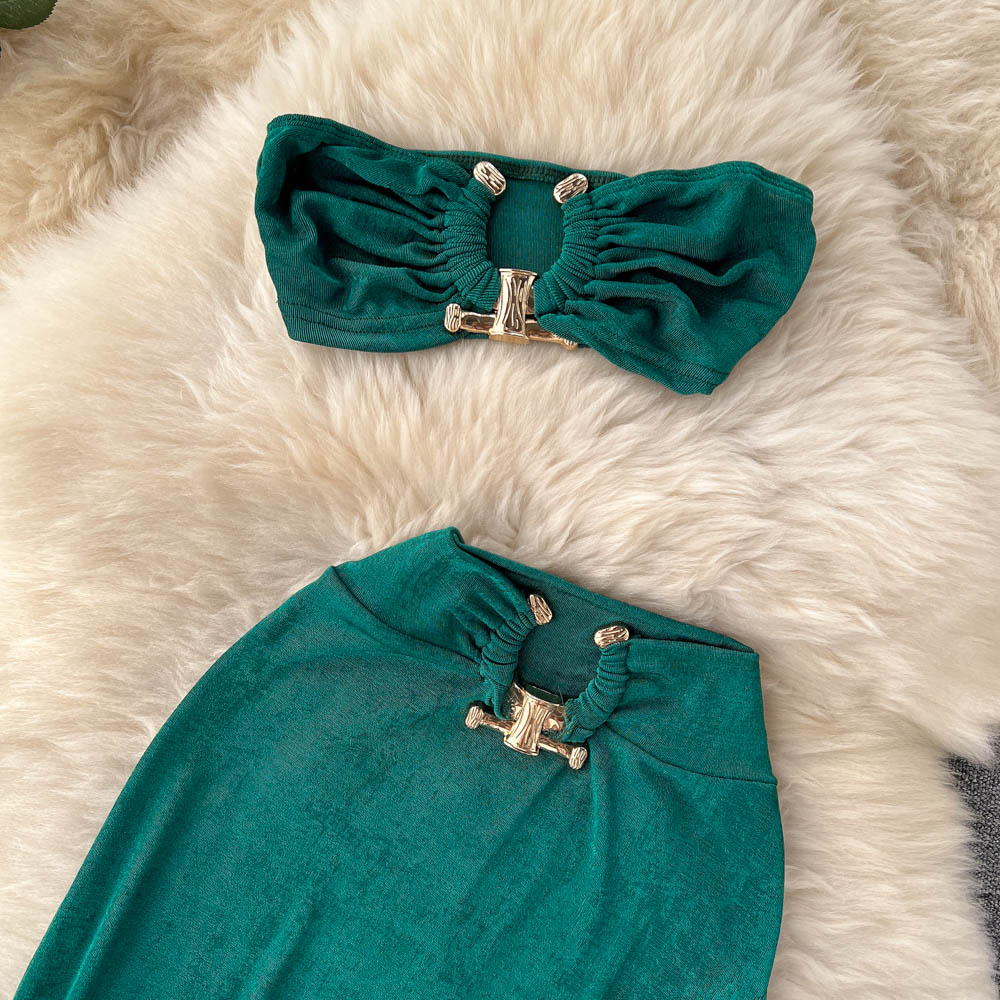 Conjunto Top Tomara Que Caia Saia Longa Serena