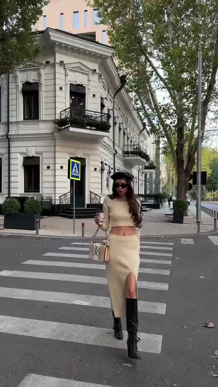 Conjunto Cropped Manga Longa Saia Longa Sofia