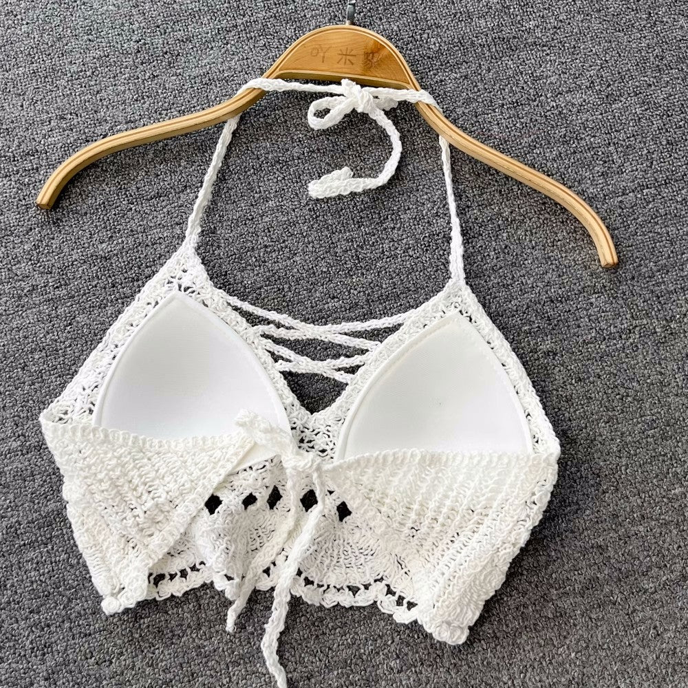 Conjunto Cropped Renda Crochê Short Ibiza