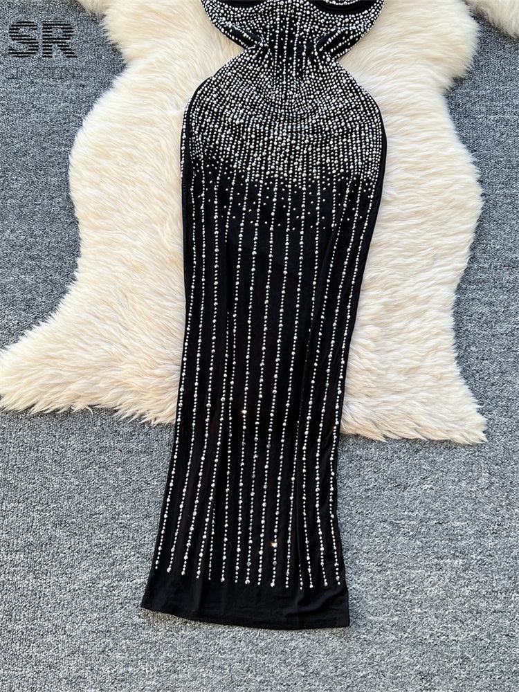 Vestido Longo Alça Fina Pérola Chloe