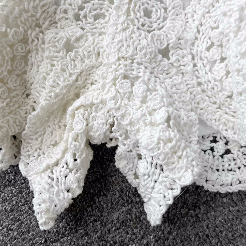 Conjunto Cropped Renda Crochê Short Ibiza