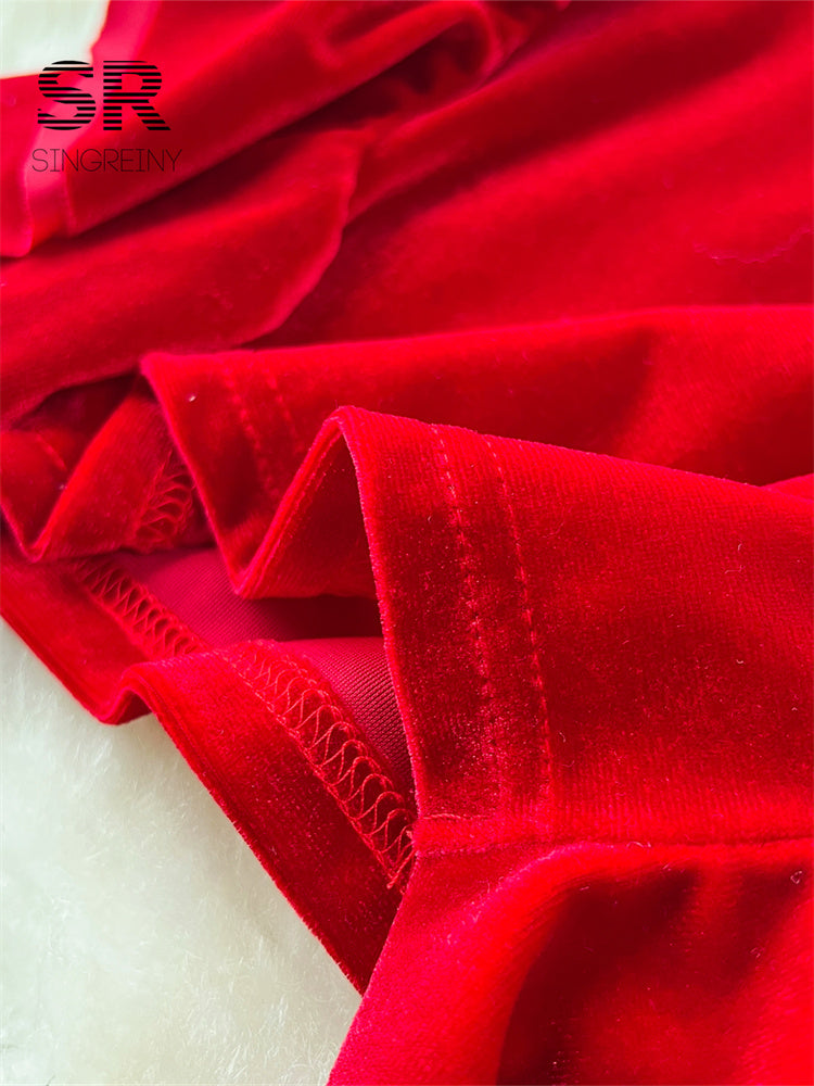 Vestido Longo Alça Fina Babado Fenda Valentina