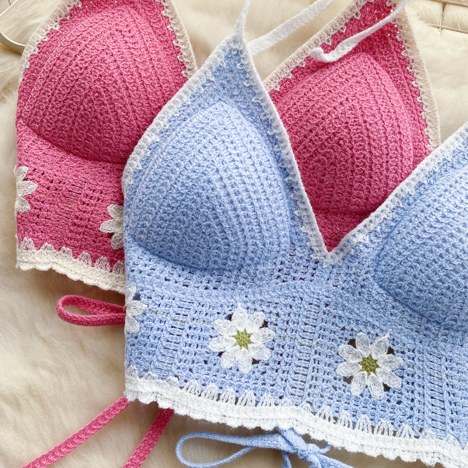 Top Tricô Floral Alça Fina Aurora