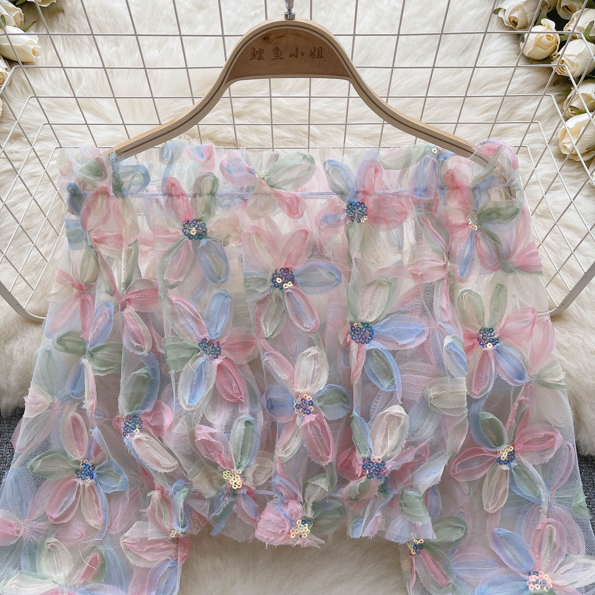 Cropped Ombro A Ombro Manga Longa Transparente Serena