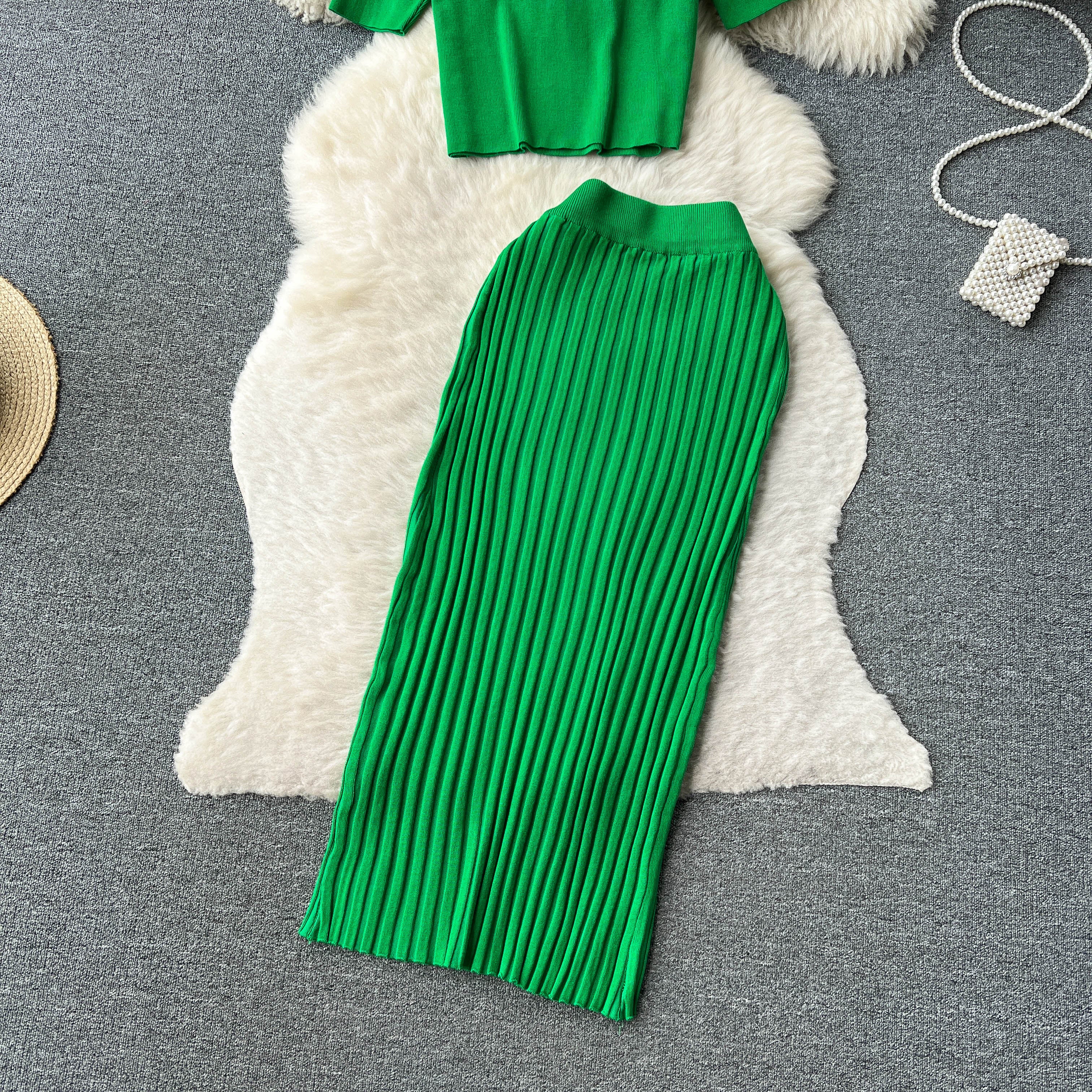 Conjunto Cropped Manga Curta Saia Midi Luna