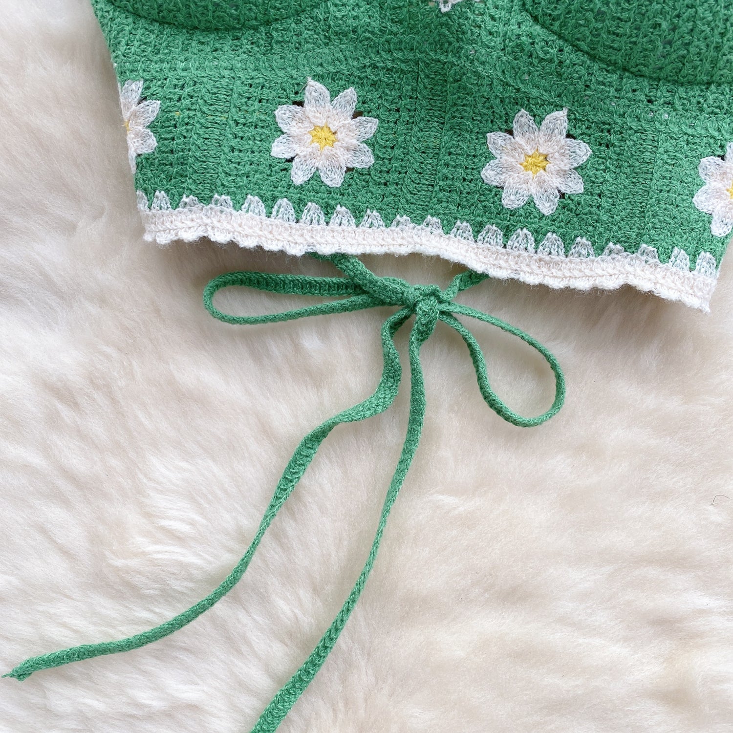 Top Tricô Floral Alça Fina Aurora