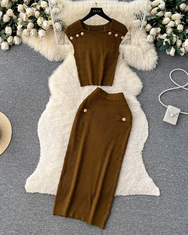 Conjunto Duas Peças Sem Manga Saia Midi Valentina