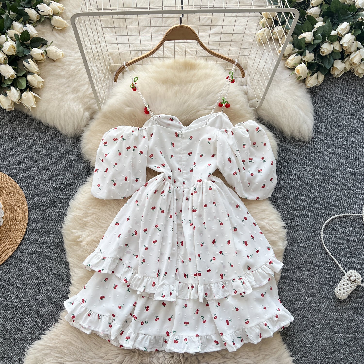 Vestido Curto Manga Bufante Babado Renata