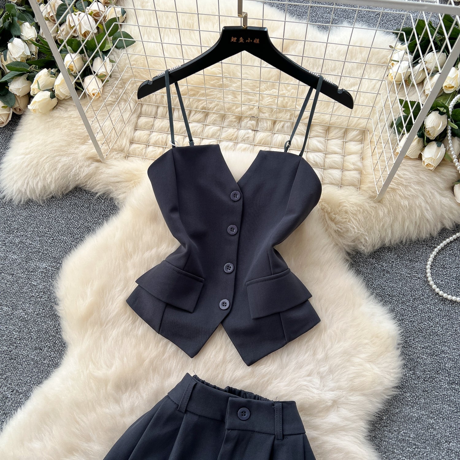 Conjunto Top Estruturado Alça Fina Calça Longa Bianca