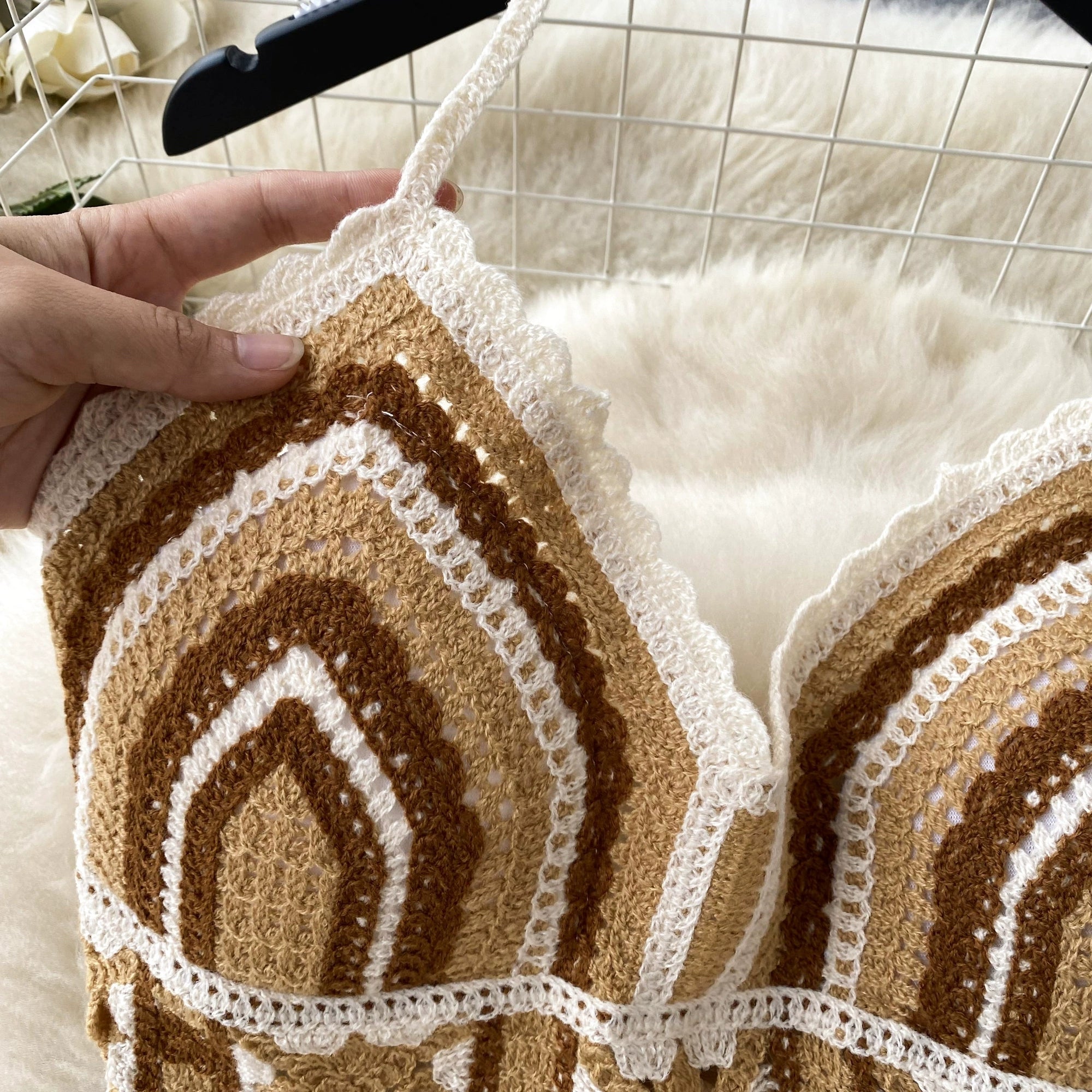 Conjunto Tricot Cropped Listrado Alça Fina Short Tuane