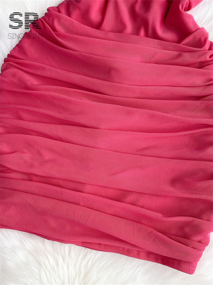 Vestido Curto Alça Fina Justo Decote Coração Maya