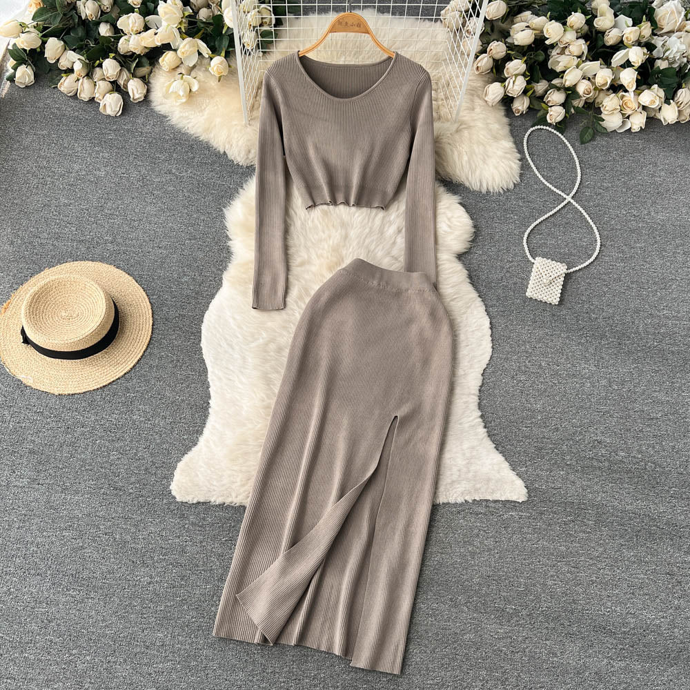 Conjunto Cropped Manga Longa Saia Longa Sofia