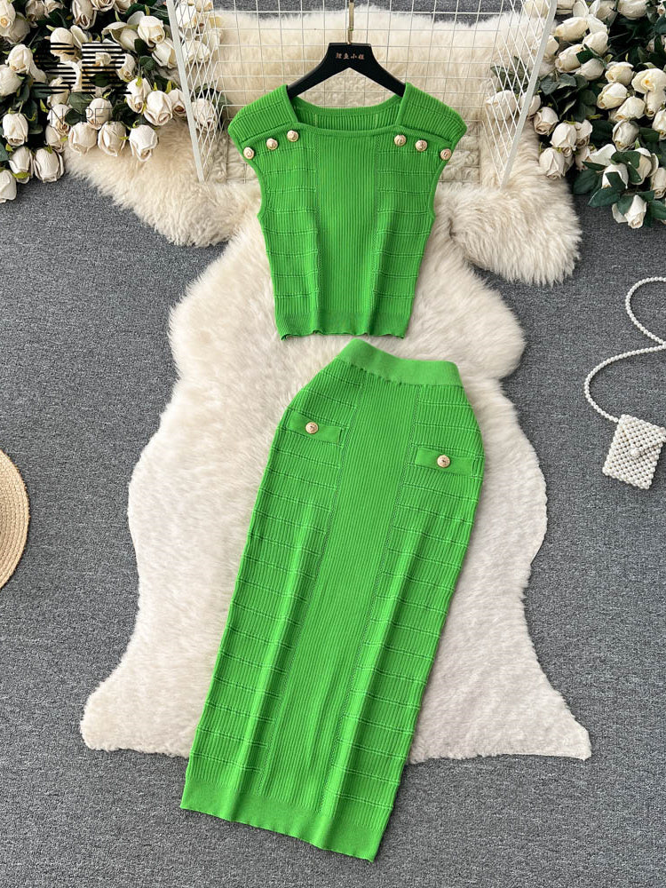 Conjunto Duas Peças Sem Manga Saia Midi Valentina