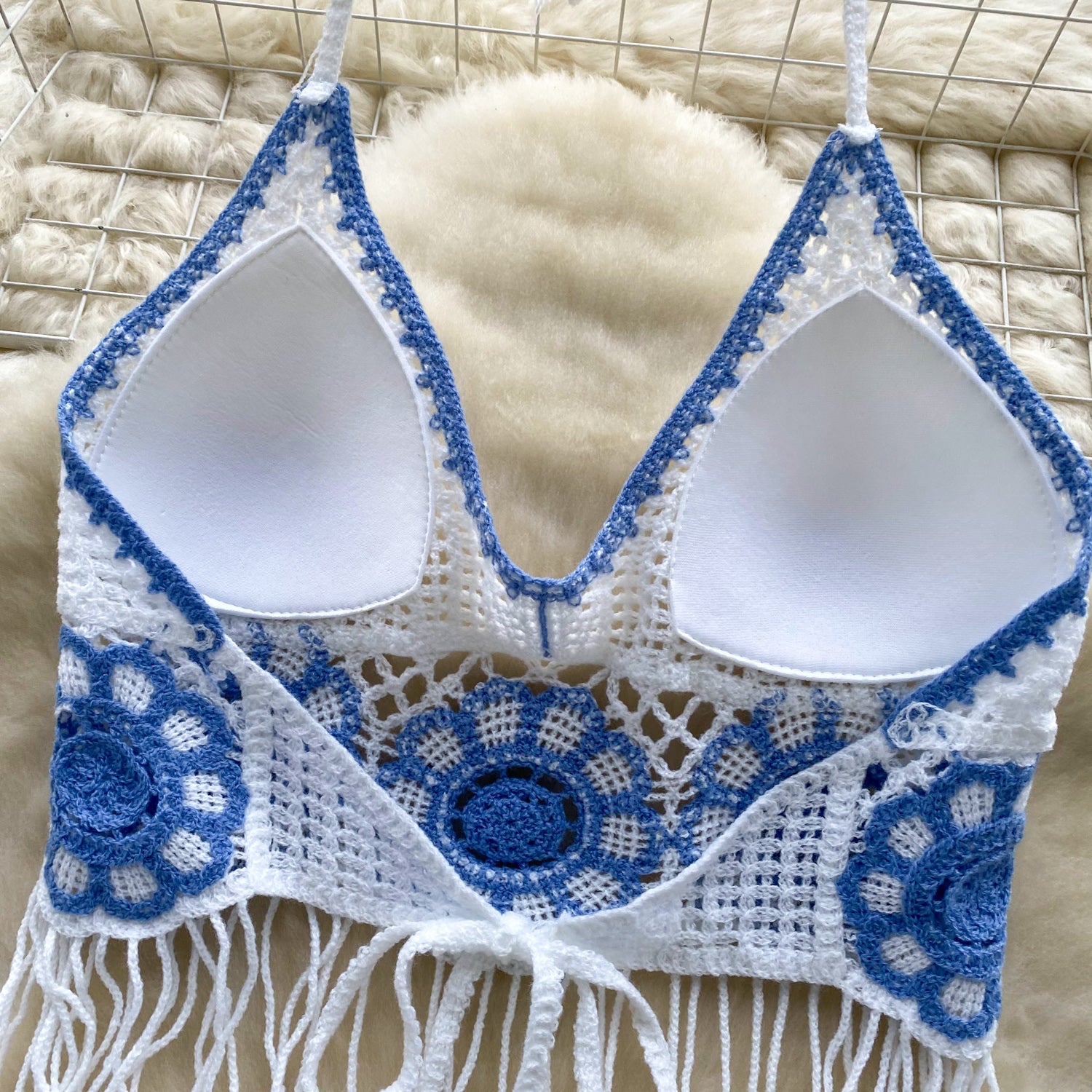 Conjunto Cropped com Franjas Short Tricot Bianca