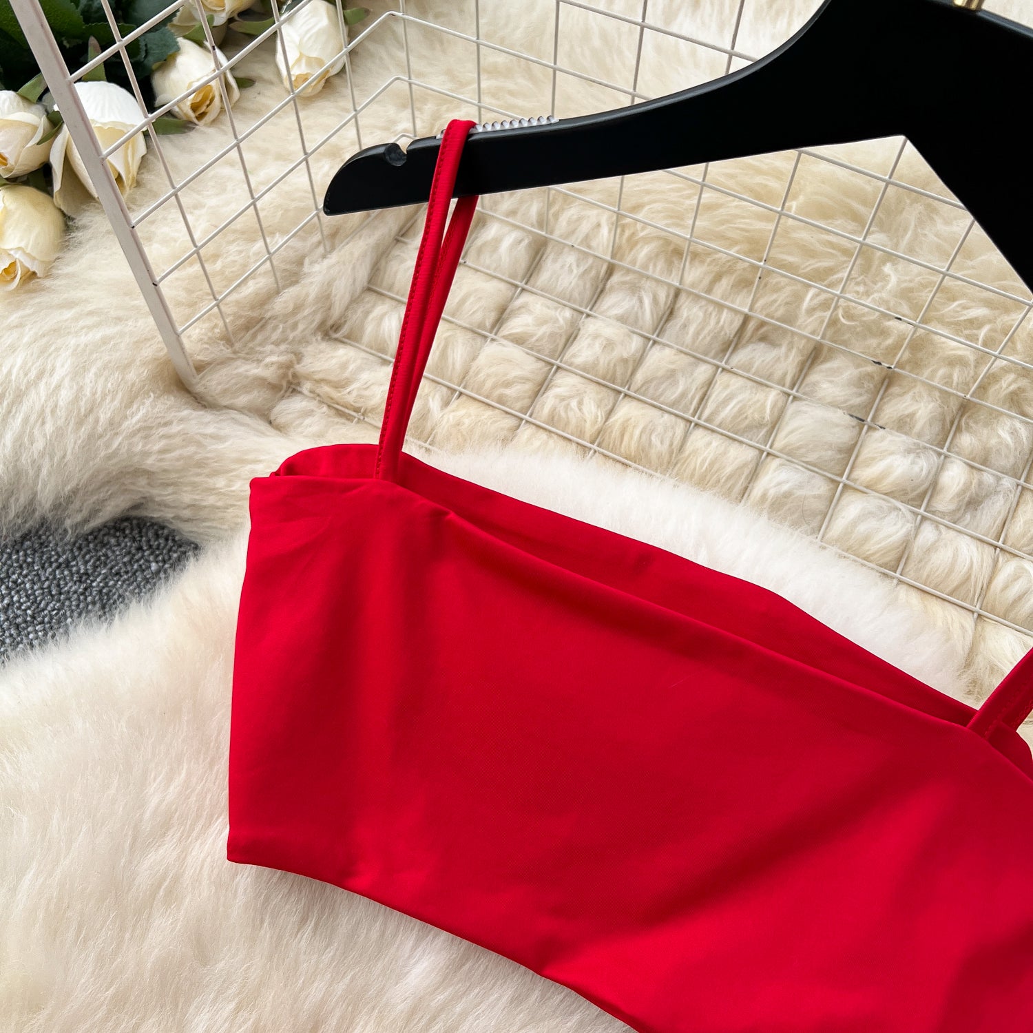 Conjunto Cropped Flor Alça Fina Calça Longa Bianca