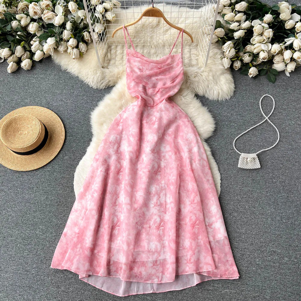 Vestido Longo Alça Fina Estampa Floral Fluido Thuane